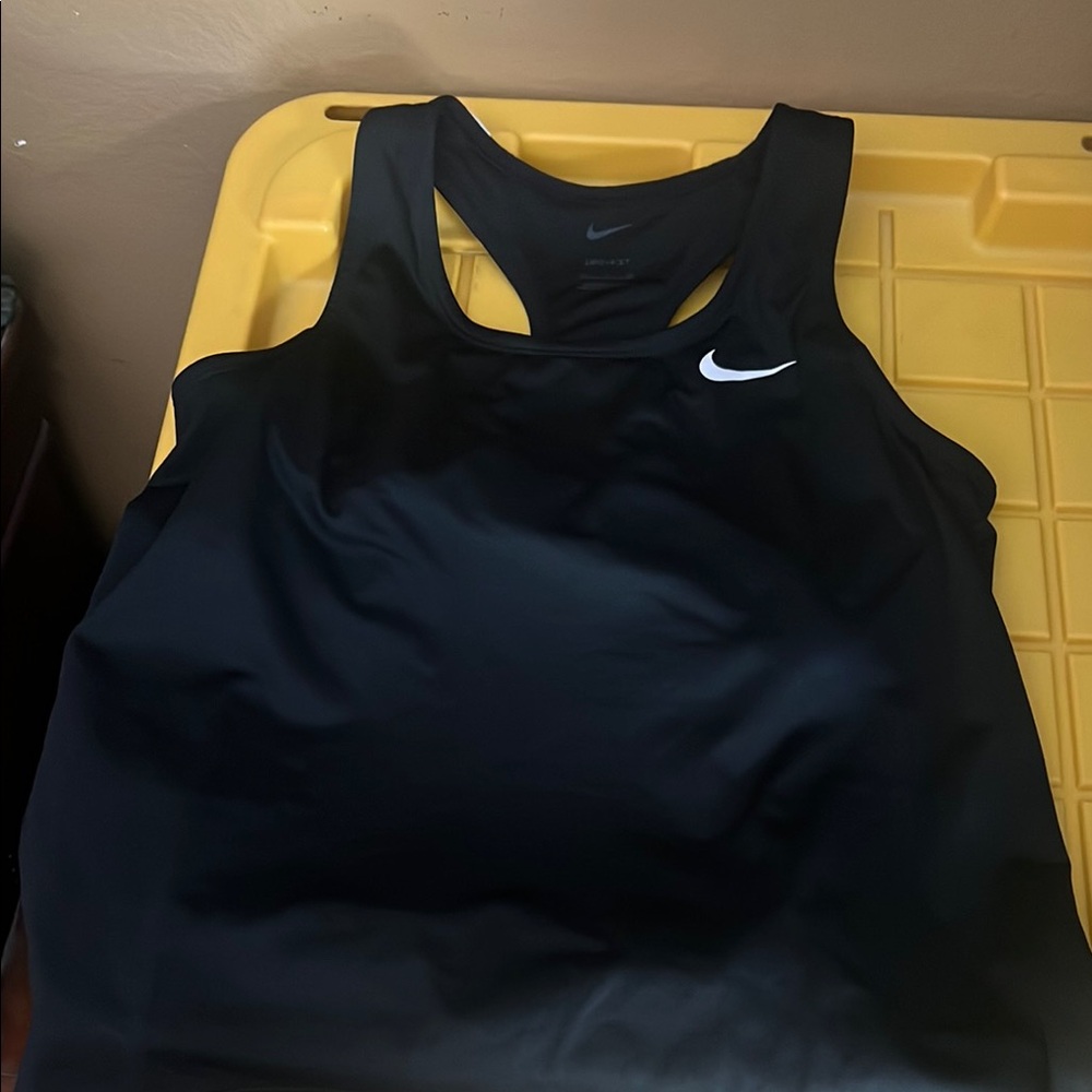 women’s Nike Black Sports Tank with White Logo